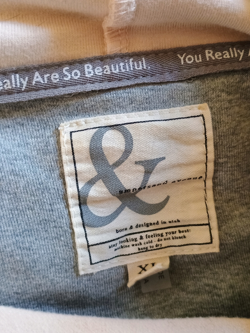 AMPERSAND AVE Gray & Brown Double Hooded sweatshirt - Picture 3 of 3
